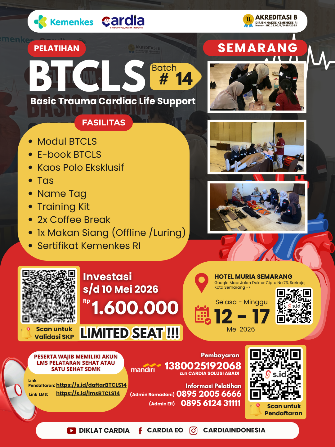 Gambar Pelatihan Basic Trauma Cardiac Life Support (BTCLS) Batch 14